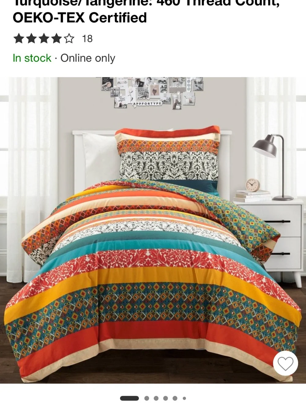 Lush King Multicolor Striped Duvet Cover  Set,Turquoise/Red/Mustard/Orange